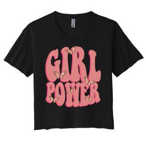 Girl Power Butterfly Retro Women's Crop Top Tee