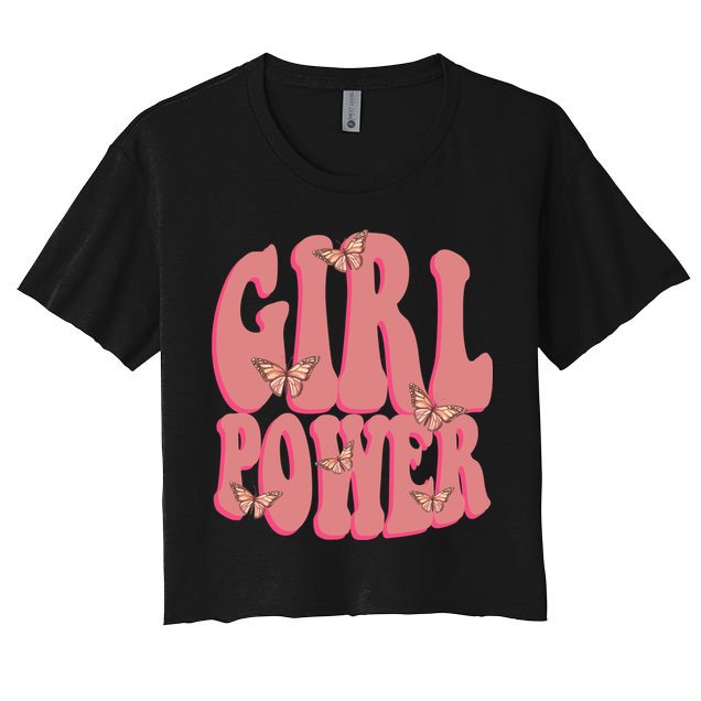 Girl Power Butterfly Retro Crop Top