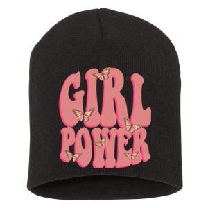 Girl Power Butterfly Retro Short Acrylic Beanie