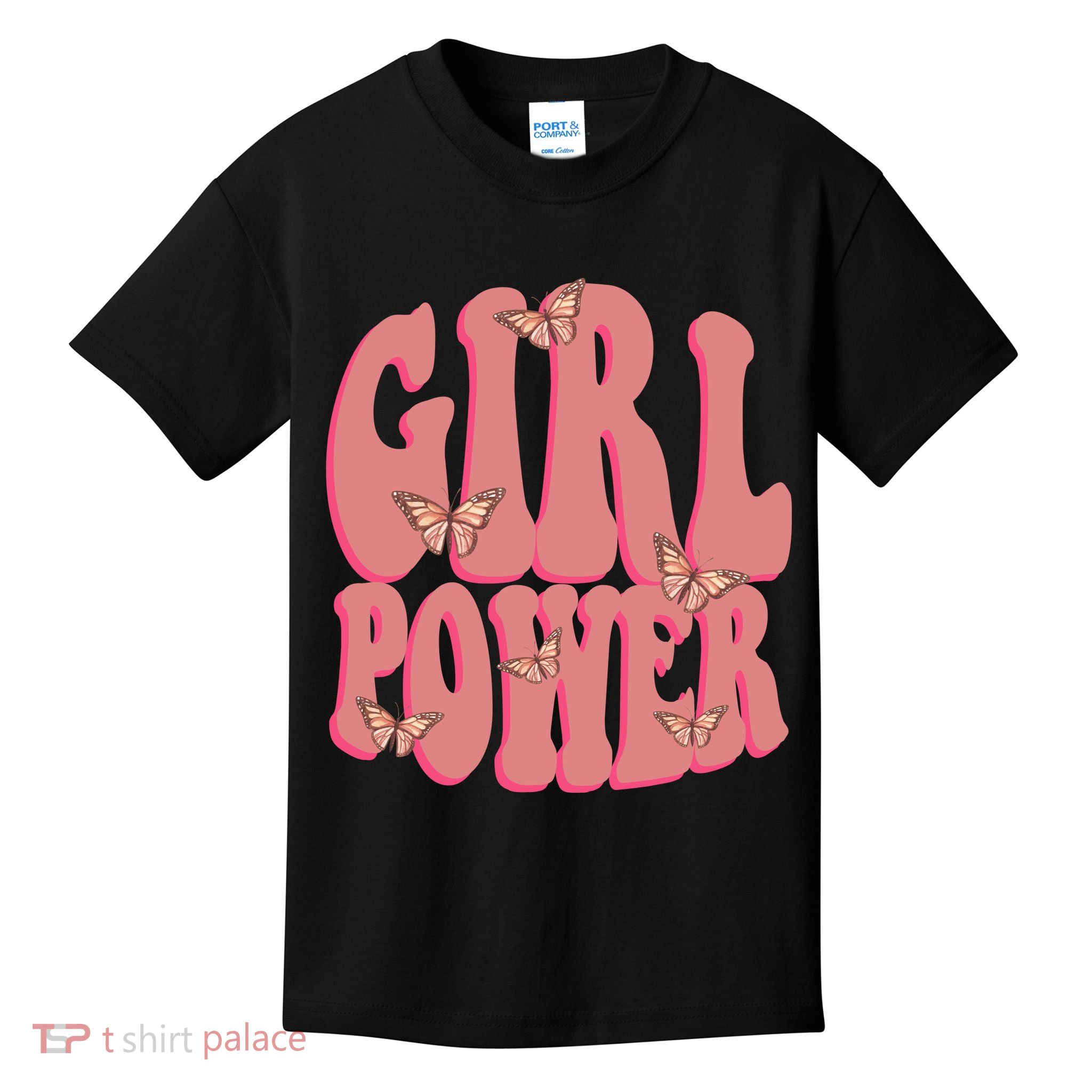 Girl Power Butterfly Retro Kids T-Shirt