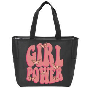 Girl Power Butterfly Retro Zip Tote Bag