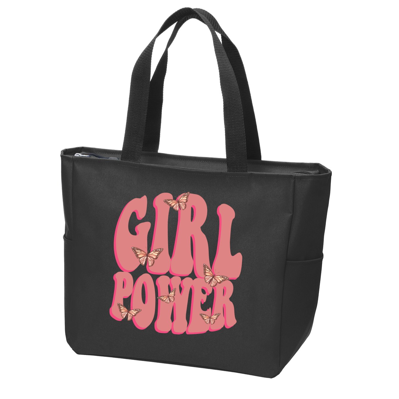 Girl Power Butterfly Retro Zip Tote Bag