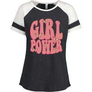 Girl Power Butterfly Retro Enza Ladies Jersey Colorblock Tee