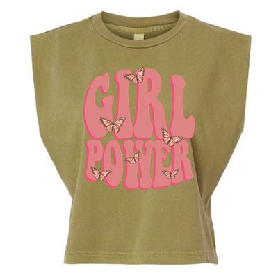 Girl Power Butterfly Retro Garment-Dyed Women's Muscle Tee