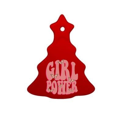 Girl Power Butterfly Retro Ceramic Tree Ornament