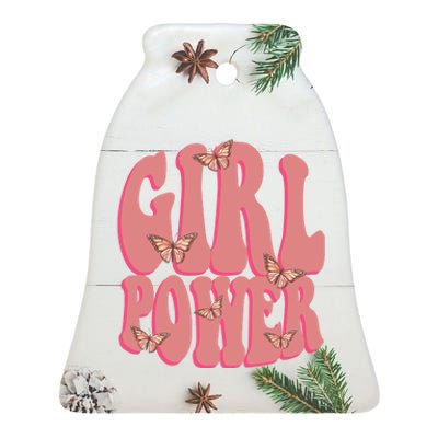 Girl Power Butterfly Retro Ceramic Bell Ornament