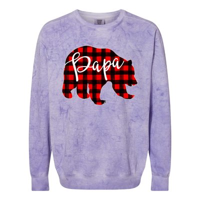 Gray Papa Bear Matching Family Christmas Plaid Buffalo Check Colorblast Crewneck Sweatshirt