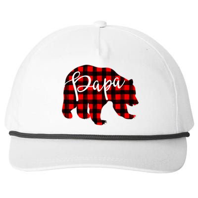 Gray Papa Bear Matching Family Christmas Plaid Buffalo Check Snapback Five-Panel Rope Hat