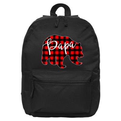 Gray Papa Bear Matching Family Christmas Plaid Buffalo Check 16 in Basic Backpack
