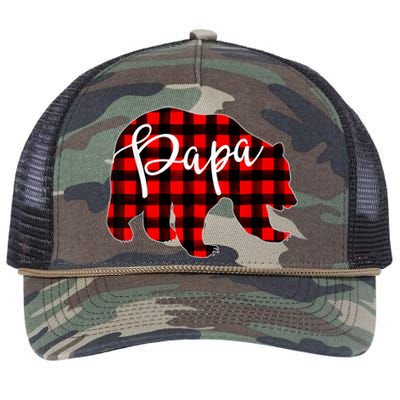 Gray Papa Bear Matching Family Christmas Plaid Buffalo Check Retro Rope Trucker Hat Cap