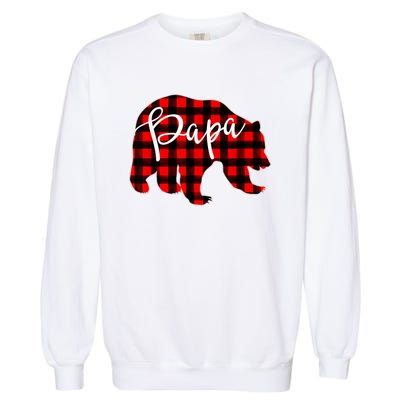 Gray Papa Bear Matching Family Christmas Plaid Buffalo Check Garment-Dyed Sweatshirt