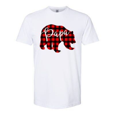 Gray Papa Bear Matching Family Christmas Plaid Buffalo Check Softstyle® CVC T-Shirt