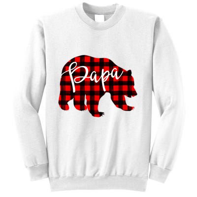 Gray Papa Bear Matching Family Christmas Plaid Buffalo Check Sweatshirt
