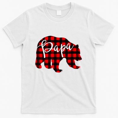 Gray Papa Bear Matching Family Christmas Plaid Buffalo Check T-Shirt