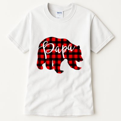 Gray Papa Bear Matching Family Christmas Plaid Buffalo Check Tall T-Shirt