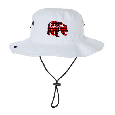 Gray Papa Bear Matching Family Christmas Plaid Buffalo Check Bucket Hat