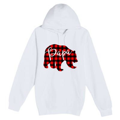 Gray Papa Bear Matching Family Christmas Plaid Buffalo Check Premium Pullover Hoodie