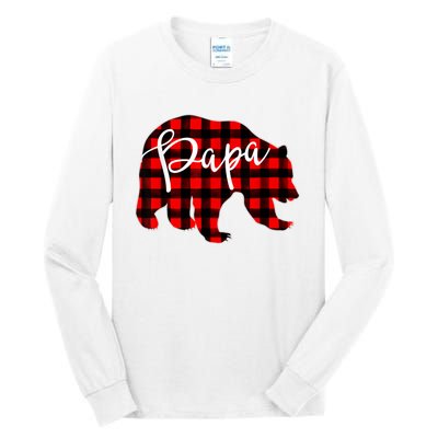 Gray Papa Bear Matching Family Christmas Plaid Buffalo Check Tall Long Sleeve T-Shirt