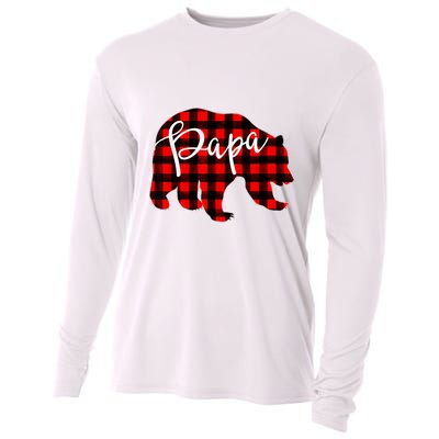 Gray Papa Bear Matching Family Christmas Plaid Buffalo Check Cooling Performance Long Sleeve Crew