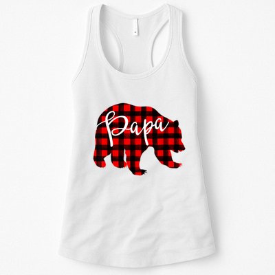 Gray Papa Bear Matching Family Christmas Plaid Buffalo Check Womens Tank Top