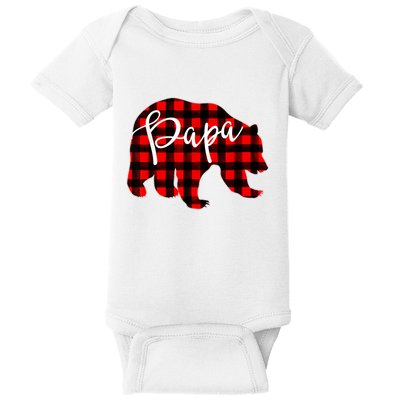 Gray Papa Bear Matching Family Christmas Plaid Buffalo Check Baby Bodysuit