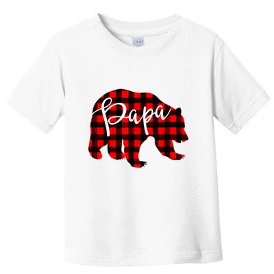 Gray Papa Bear Matching Family Christmas Plaid Buffalo Check Toddler T-Shirt