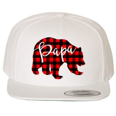 Gray Papa Bear Matching Family Christmas Plaid Buffalo Check Wool Snapback Cap