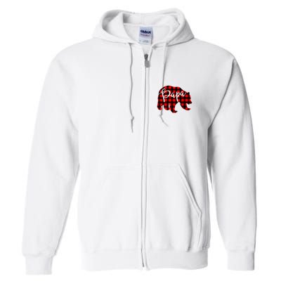 Gray Papa Bear Matching Family Christmas Plaid Buffalo Check Full Zip Hoodie