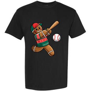 Gingerbread Playing Baseball Christmas Lights Xmas Pjs Garment-Dyed Heavyweight T-Shirt