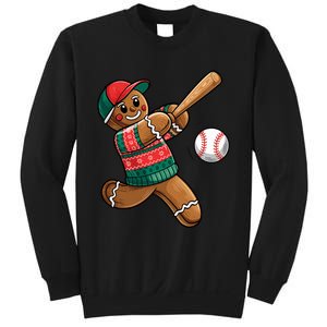 Gingerbread Playing Baseball Christmas Lights Xmas Pjs Sweatshirt