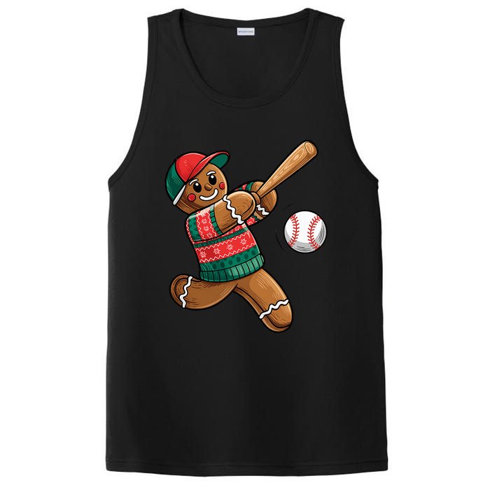 Gingerbread Playing Baseball Christmas Lights Xmas Pjs PosiCharge Competitor Tank