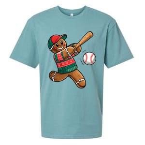 Gingerbread Playing Baseball Christmas Lights Xmas Pjs Sueded Cloud Jersey T-Shirt