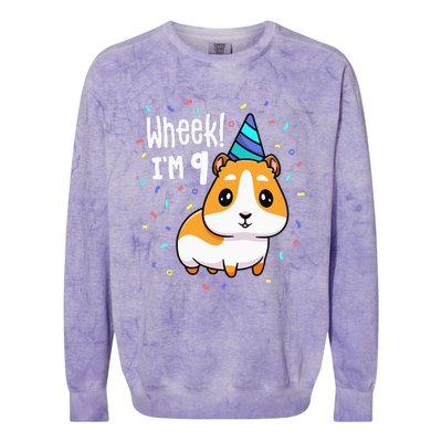 Guinea Pig Birthday Party Wheek 9 Year Old 9th Outfit Colorblast Crewneck Sweatshirt