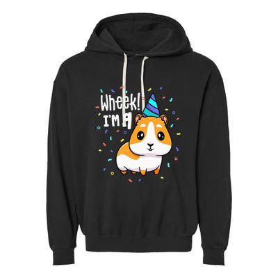 Guinea Pig Birthday Party Wheek 9 Year Old 9th Outfit Garment-Dyed Fleece Hoodie