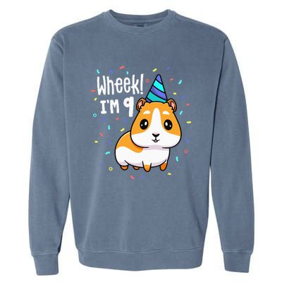 Guinea Pig Birthday Party Wheek 9 Year Old 9th Outfit Garment-Dyed Sweatshirt