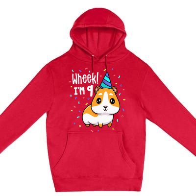 Guinea Pig Birthday Party Wheek 9 Year Old 9th Outfit Premium Pullover Hoodie