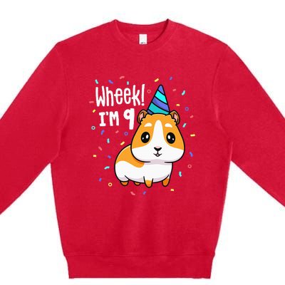 Guinea Pig Birthday Party Wheek 9 Year Old 9th Outfit Premium Crewneck Sweatshirt