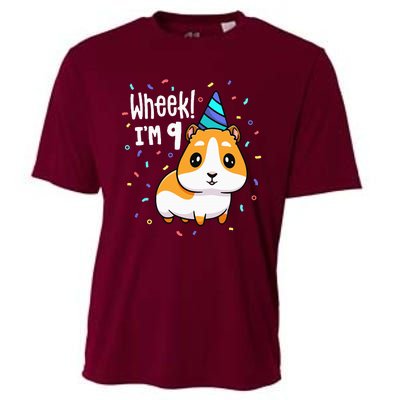 Guinea Pig Birthday Party Wheek 9 Year Old 9th Outfit Cooling Performance Crew T-Shirt