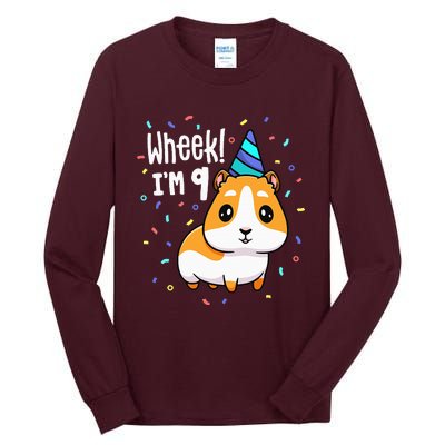 Guinea Pig Birthday Party Wheek 9 Year Old 9th Outfit Tall Long Sleeve T-Shirt