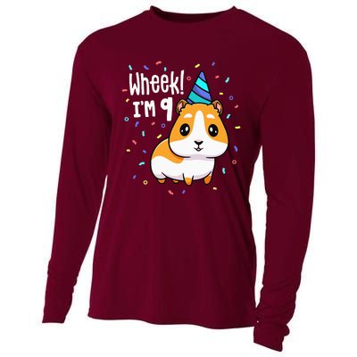 Guinea Pig Birthday Party Wheek 9 Year Old 9th Outfit Cooling Performance Long Sleeve Crew