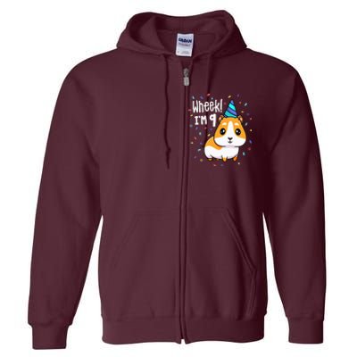 Guinea Pig Birthday Party Wheek 9 Year Old 9th Outfit Full Zip Hoodie