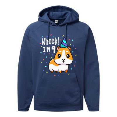 Guinea Pig Birthday Party Wheek 9 Year Old 9th Outfit Performance Fleece Hoodie