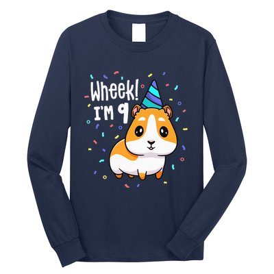 Guinea Pig Birthday Party Wheek 9 Year Old 9th Outfit Long Sleeve Shirt