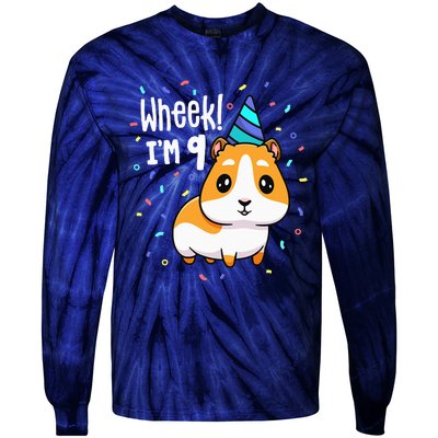 Guinea Pig Birthday Party Wheek 9 Year Old 9th Outfit Tie-Dye Long Sleeve Shirt