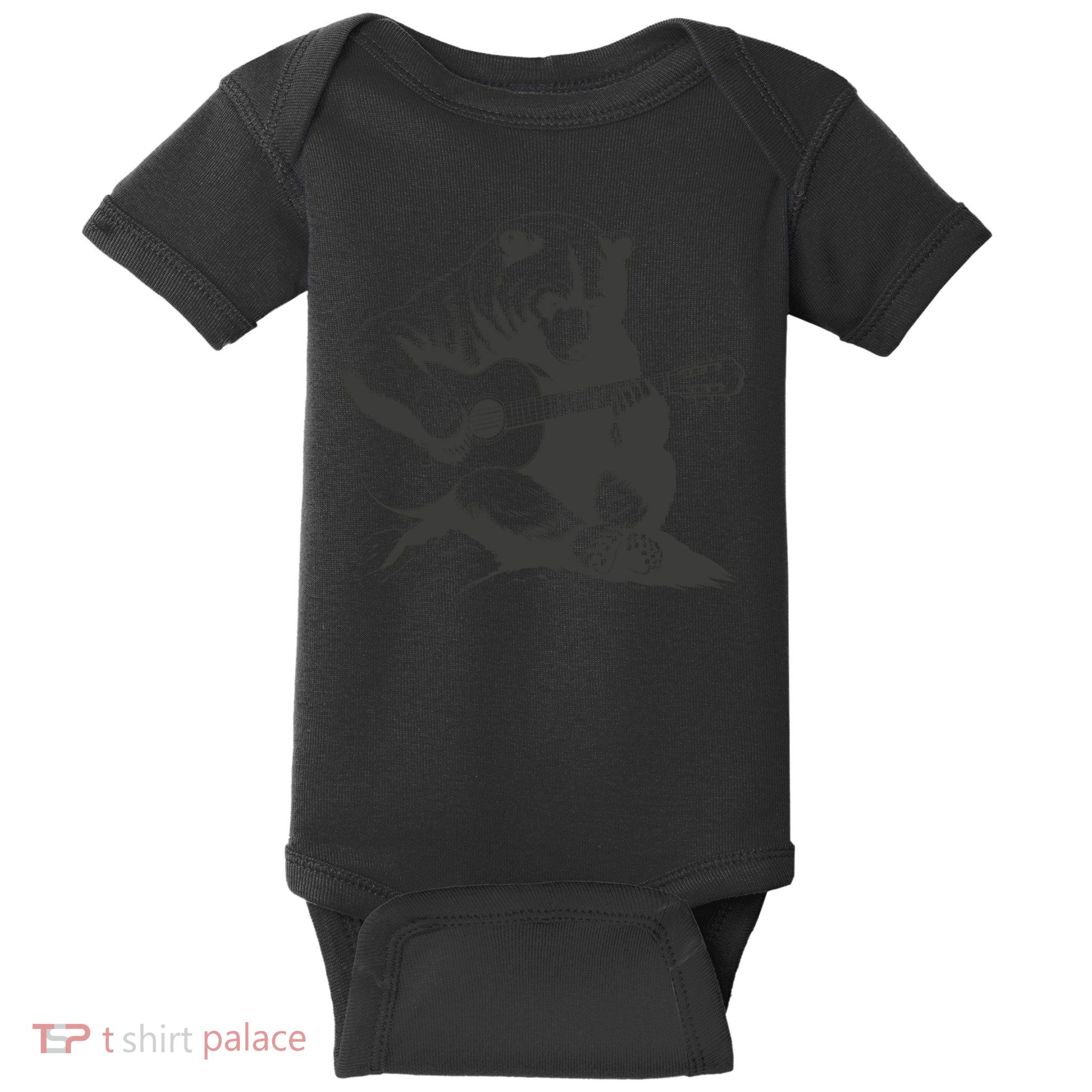 Guitar Playing Bear Funny Acoustic Music Nature Art Baby Bodysuit