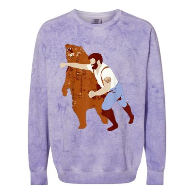 Guy Punching Bear Colorblast Crewneck Sweatshirt