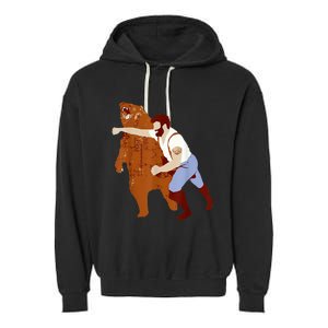 Guy Punching Bear Garment-Dyed Fleece Hoodie