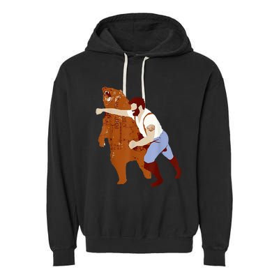 Guy Punching Bear Garment-Dyed Fleece Hoodie