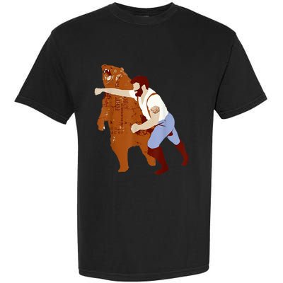 Guy Punching Bear Garment-Dyed Heavyweight T-Shirt