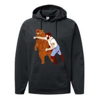 Guy Punching Bear Performance Fleece Hoodie